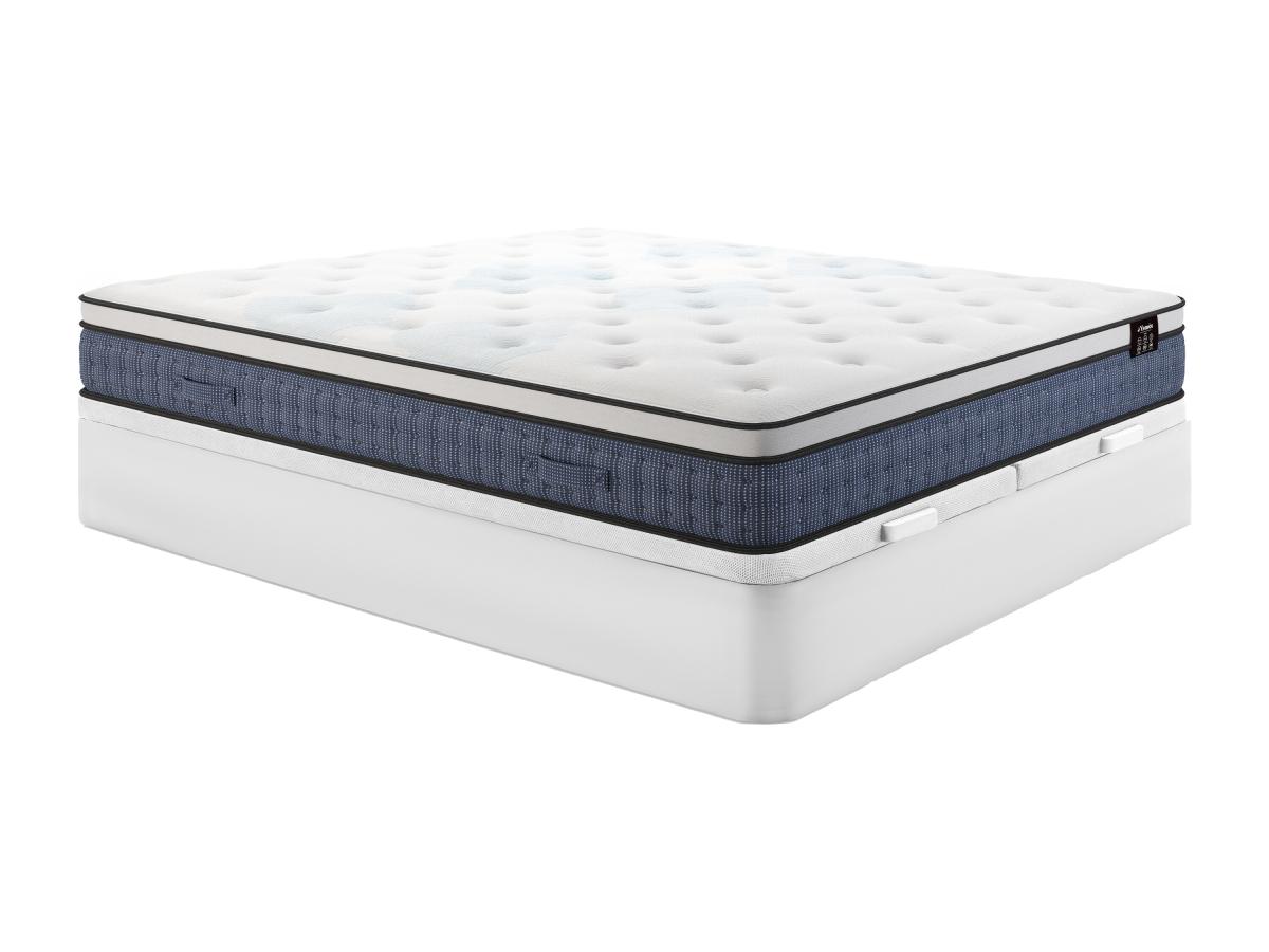 Bett-Set 180x200 cm - Bettkasten Weiß + Taschenfederkernmatratze 7 Zonen + günstig online kaufen