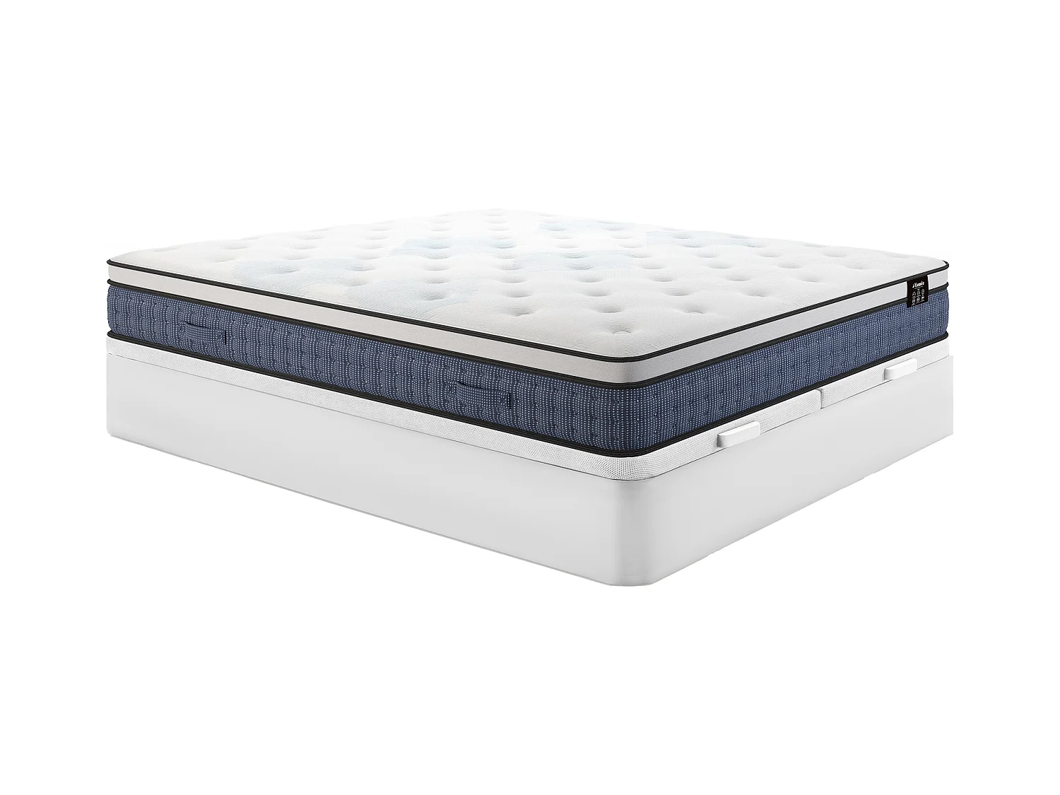 Ensemble 180 x 200 cm sommier coffre blanc + matelas ressorts ensachés 7 zones et accueil gel à mémoire de forme ép.23cm - VARNO de YSMÉE