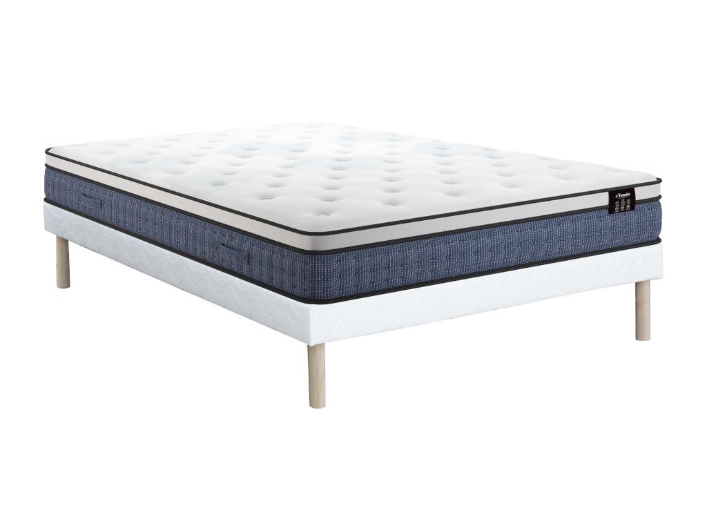 Bett-Set 140x190 cm - Polsterbettgestell + Taschenfederkernmatratze 7 Zonen günstig online kaufen