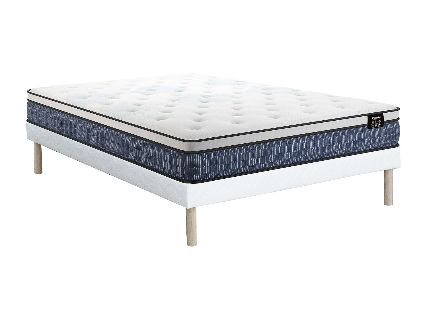 Ensemble 160 x 200 cm sommier tapissier + matelas ressorts ensachés 7 zones et accueil gel à mémoire de forme ép.23cm - VARNO de YSMÉE