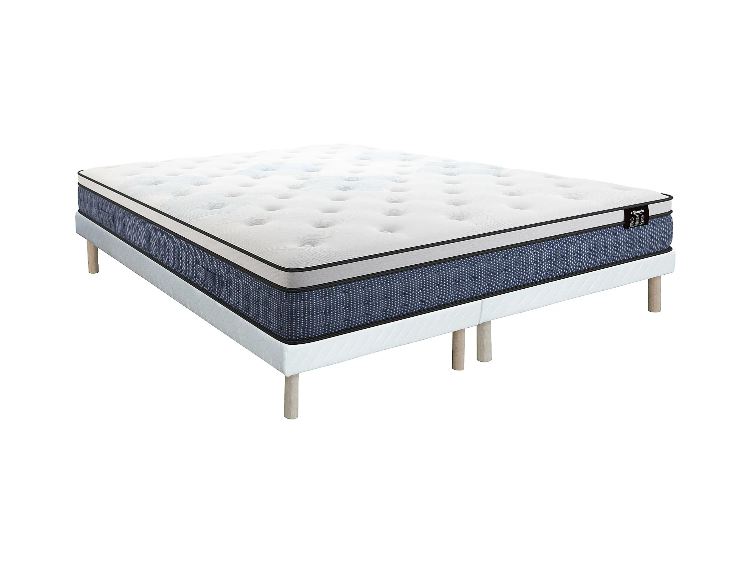 Ensemble 180 x 200 cm sommier tapissier + matelas ressorts ensachés 7 zones et accueil gel à mémoire de forme ép.23cm - VARNO de YSMÉE