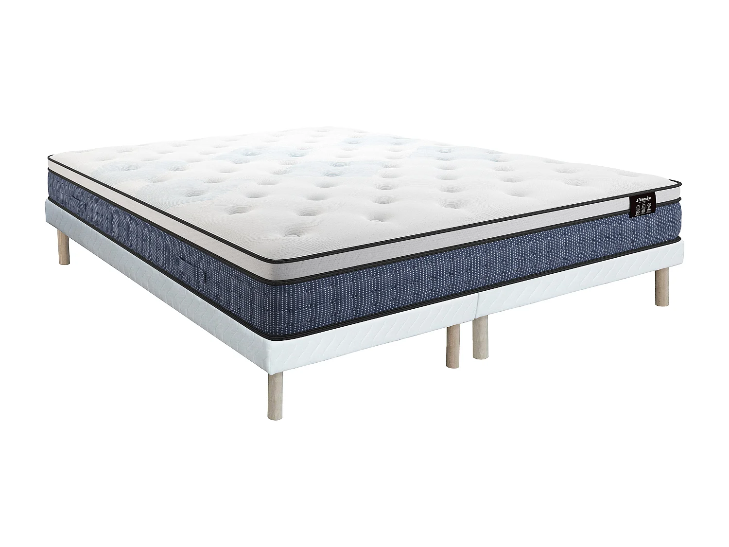 Ensemble 180 x 200 cm sommier tapissier + matelas ressorts ensachés 7 zones et accueil gel à mémoire de forme ép.23cm - VARNO de YSMÉE