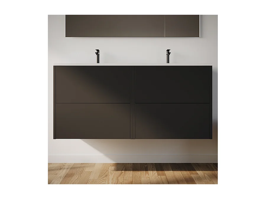 Meuble de salle de bain 120cm avec double vasque - 4 tiroirs - noir - MONA
