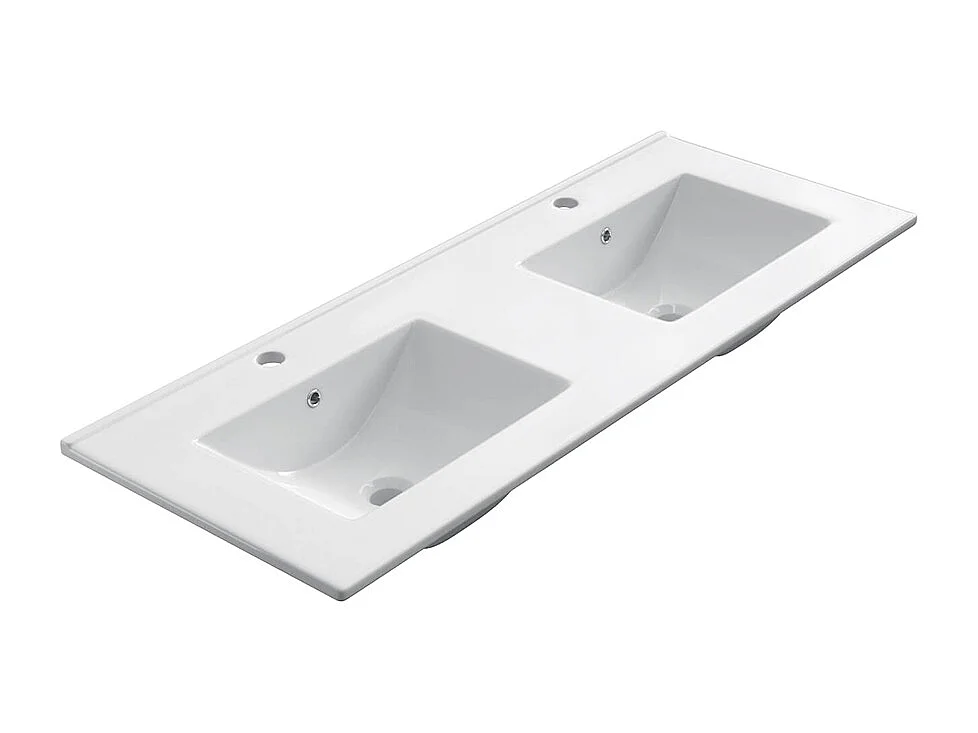 Meuble de salle de bain 120cm double vasque - 6 tiroirs - sans miroir - blanc - CALA