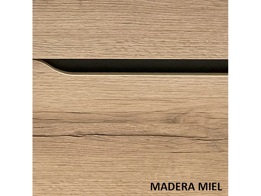 Meuble de salle de bain 140cm avec plateau et deux vasques à poser zeus - 6 tiroirs - sans miroir - madera miel (chêne clair) - MATA