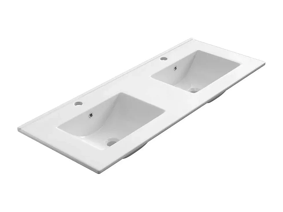 Meuble de salle de bain 140cm double vasque - 6 tiroirs - tabaco (bois foncé) - MATA