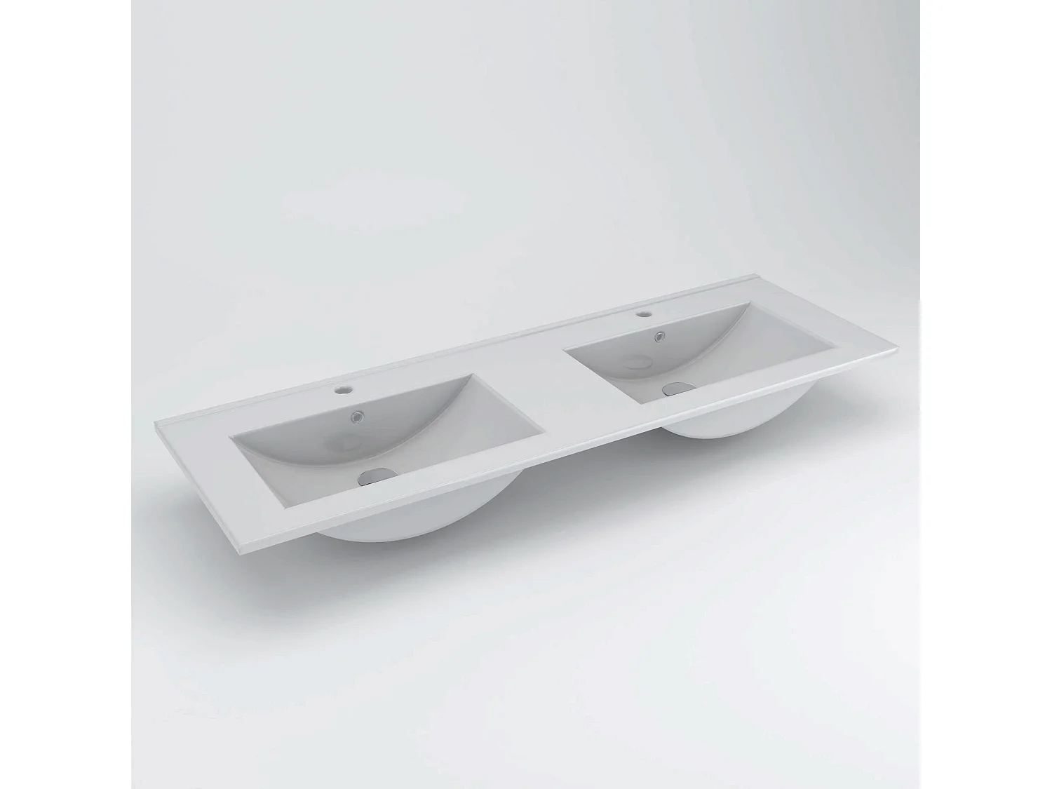 Meuble de salle de bain 140cm double vasque - 6 tiroirs - sans miroir - PALMA - hibernian (bois blanchi)