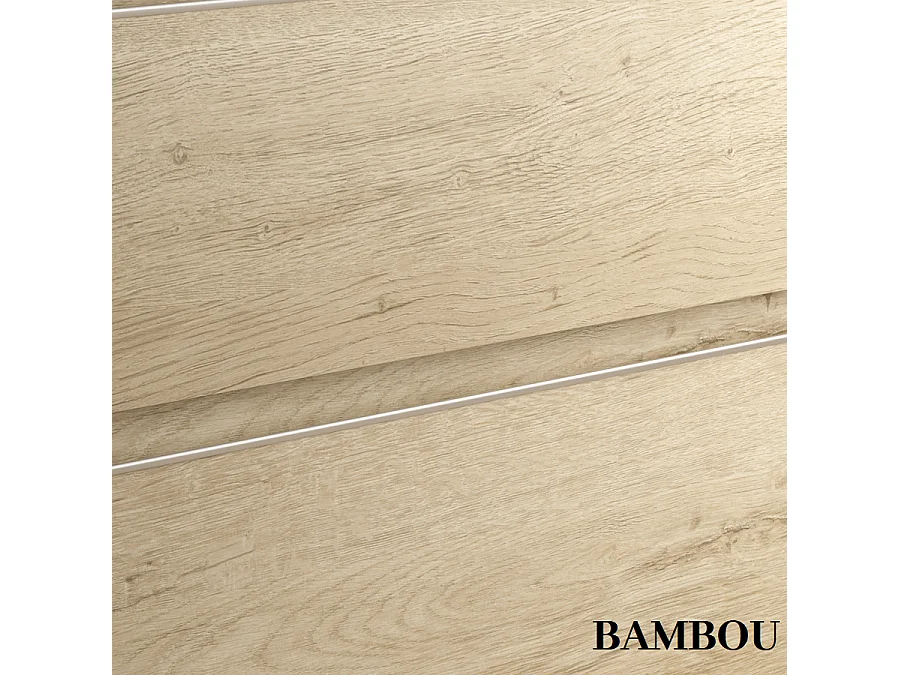 Meuble de salle de bain 140cm double vasque - 4 tiroirs - sans miroir - BALEA - bambou (chêne clair)