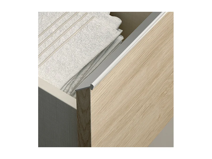 Meuble de salle de bain 140cm double vasque - 6 tiroirs - PALMA - bambou (chêne clair)