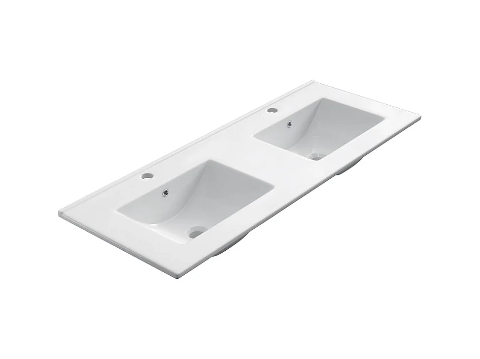 Meuble de salle de bain 140cm double vasque - 6 tiroirs - sans miroir - blanc - CALA