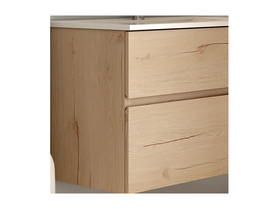 Ensemble meuble de salle de bain 80cm simple vasque + colonne de rangement MIG - roble (chêne clair)