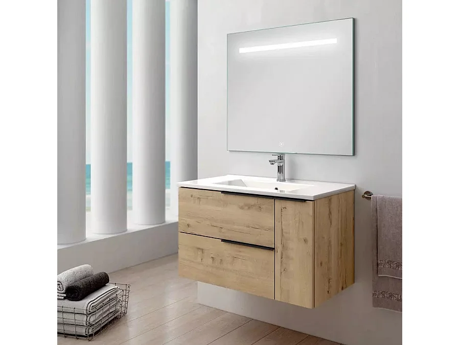Meuble de salle de bain vasque centrée - KING et miroir Led STAM - 80cm