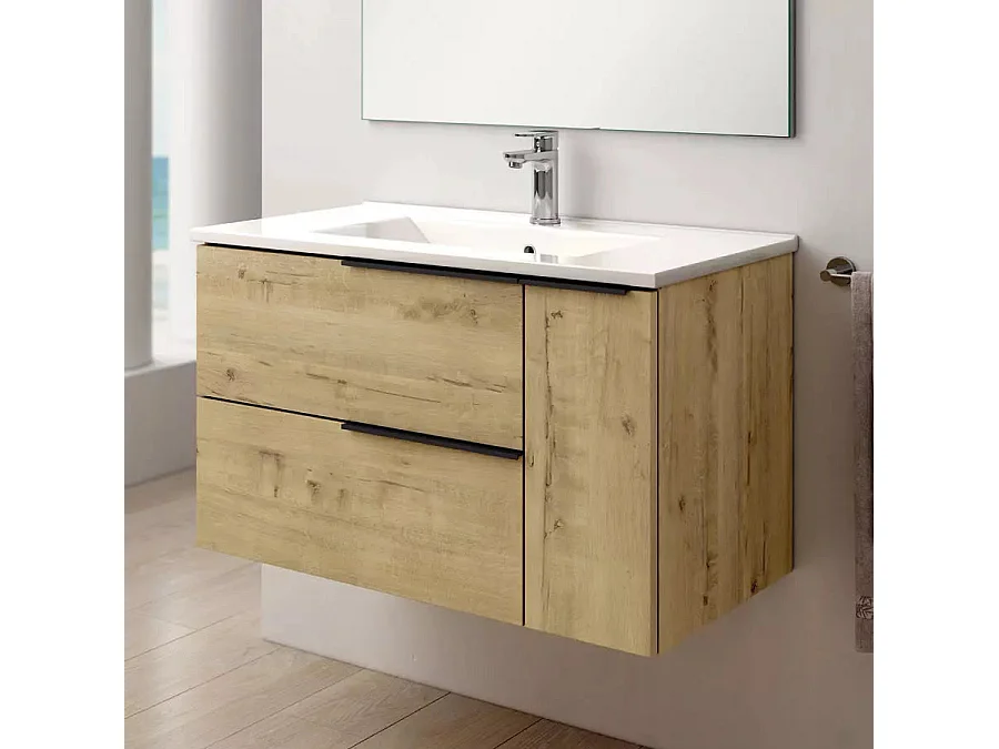 Meuble de salle de bain vasque centrée - KING et miroir Led STAM - 80cm