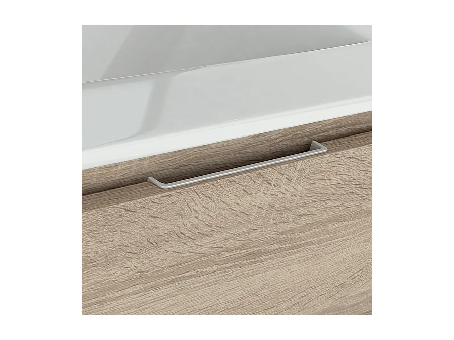 Meuble de salle de bain 120cm vasque déportée - 2 tiroirs et 2 niches - OLYMPE - ciment (gris)