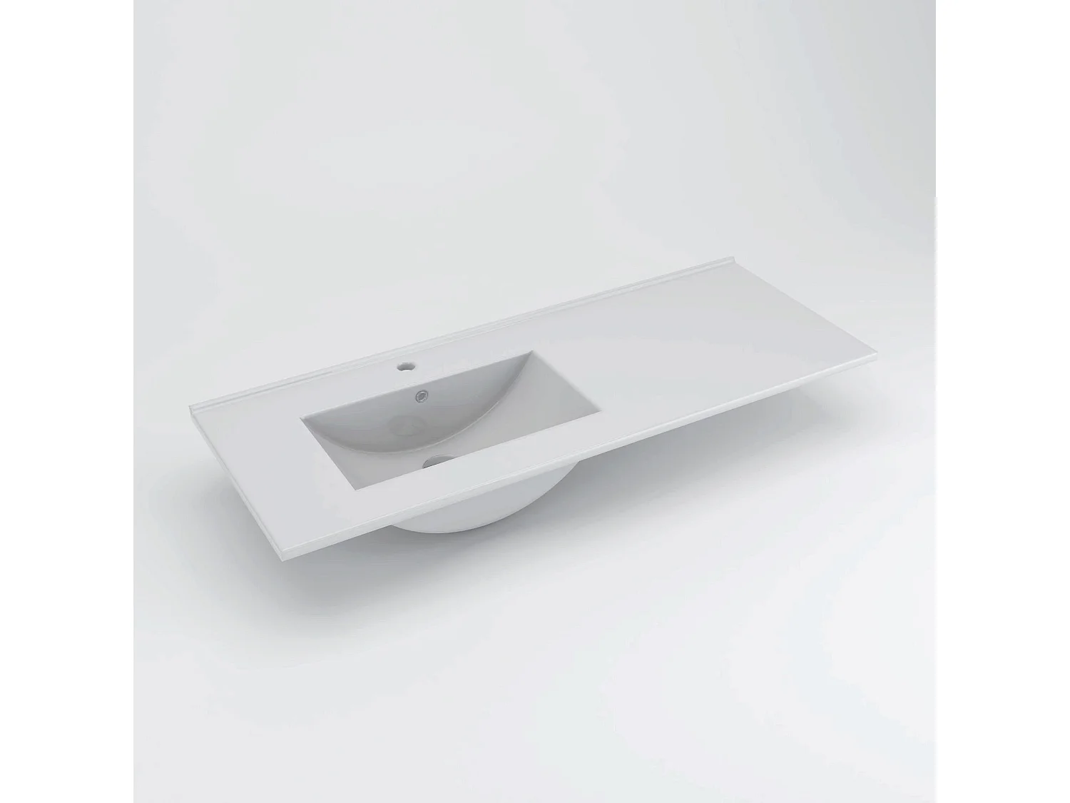 Meuble de salle de bain 120cm vasque déportée - 2 tiroirs et 2 niches - OLYMPE - ciment (gris)