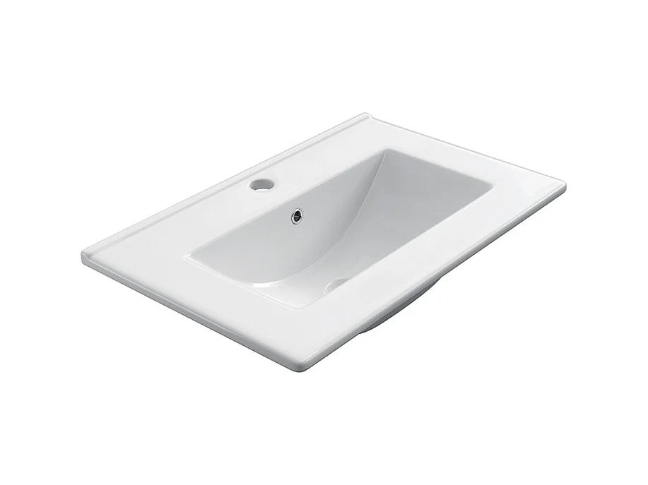 Meuble de salle de bain 60cm simple vasque - sans miroir - 2 tiroirs - madera miel (bois clair) - LUNA