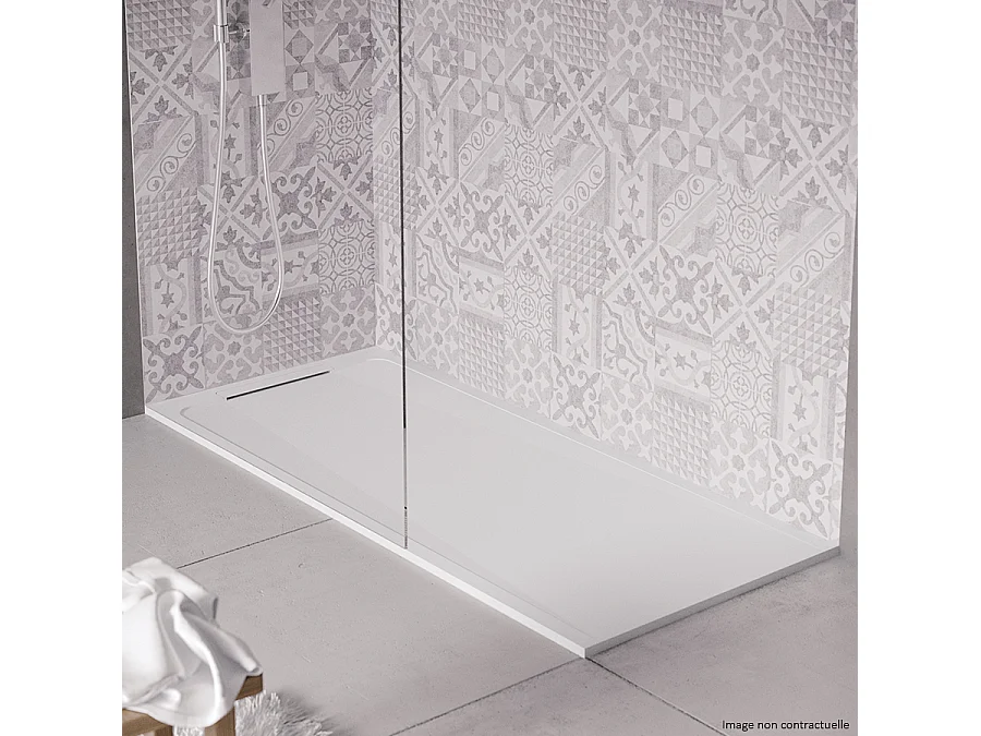 Receveur de douche en pierre naturelle extra plat à poser 80x150cm - blanc - ORIGINE