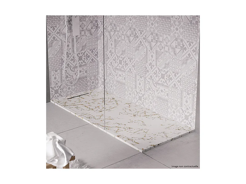 Receveur de douche en pierre naturelle extra plat à poser 70x200cm - blanc marbre - ORIGINE