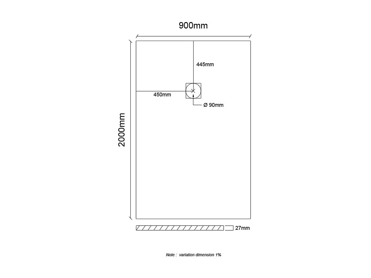 Receveur de douche en résine extra plat à poser 90x200cm - anthracite - RIO
