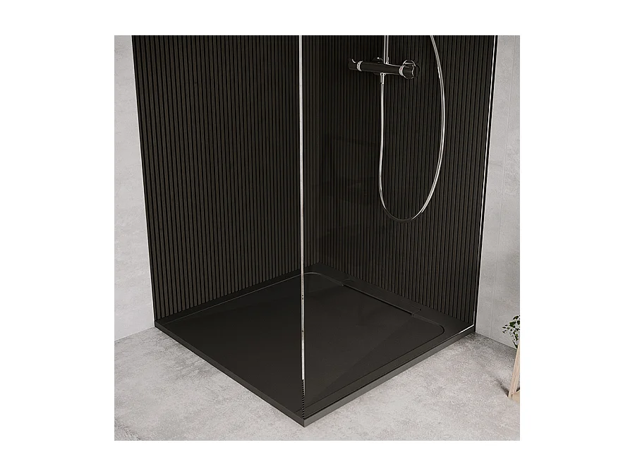 Receveur de douche en pierre naturelle extra plat à poser 90x90cm - noir - ORIGINE