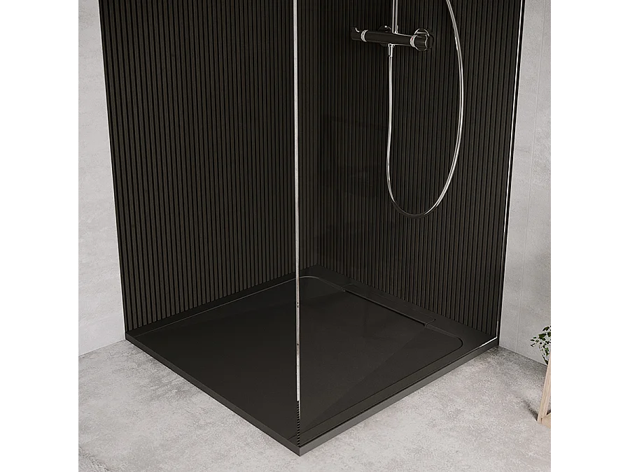 Receveur de douche en pierre naturelle extra plat à poser 90x90cm - noir - ORIGINE