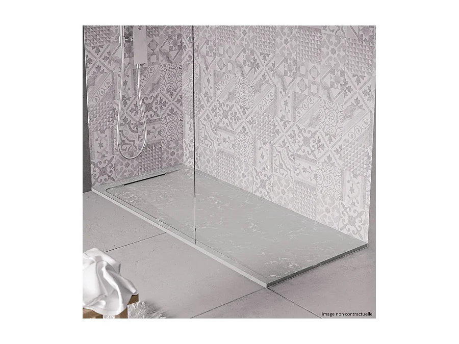 Receveur de douche en pierre naturelle extra plat à poser 70x120cm - gris marbre - ORIGINE