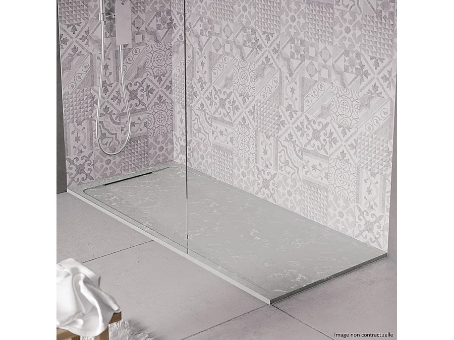 Receveur de douche en pierre naturelle extra plat à poser 90x200cm - gris marbre - ORIGINE
