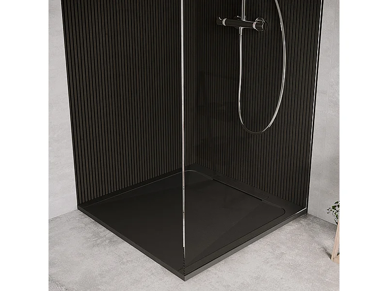 Receveur de douche en pierre naturelle extra plat à poser 80x80cm - noir - ORIGINE