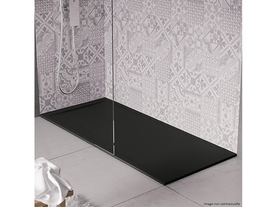 Receveur de douche en pierre naturelle extra plat à poser 70x90cm - noir - ORIGINE