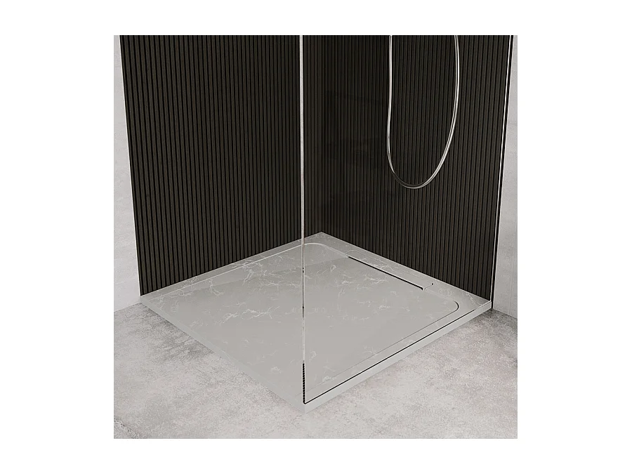 Receveur de douche en pierre naturelle extra plat à poser 90x90cm - gris marbre - ORIGINE