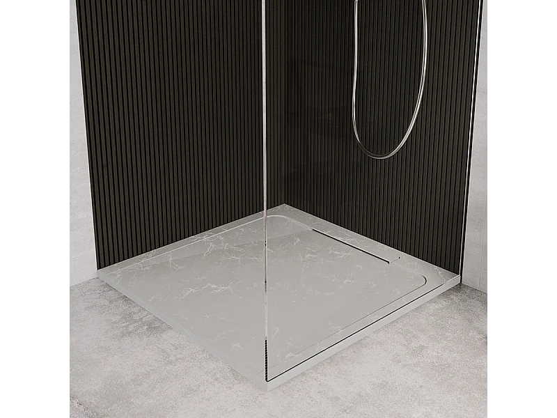 Receveur de douche en pierre naturelle extra plat à poser 90x90cm - gris marbre - ORIGINE