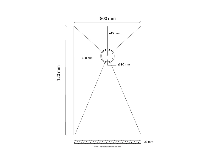 Receveur de douche en résine extra plat à poser 80x120cm - blanc - RONDA