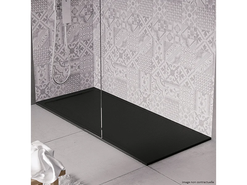 Receveur de douche en pierre naturelle extra plat à poser 90x100cm - noir - ORIGINE