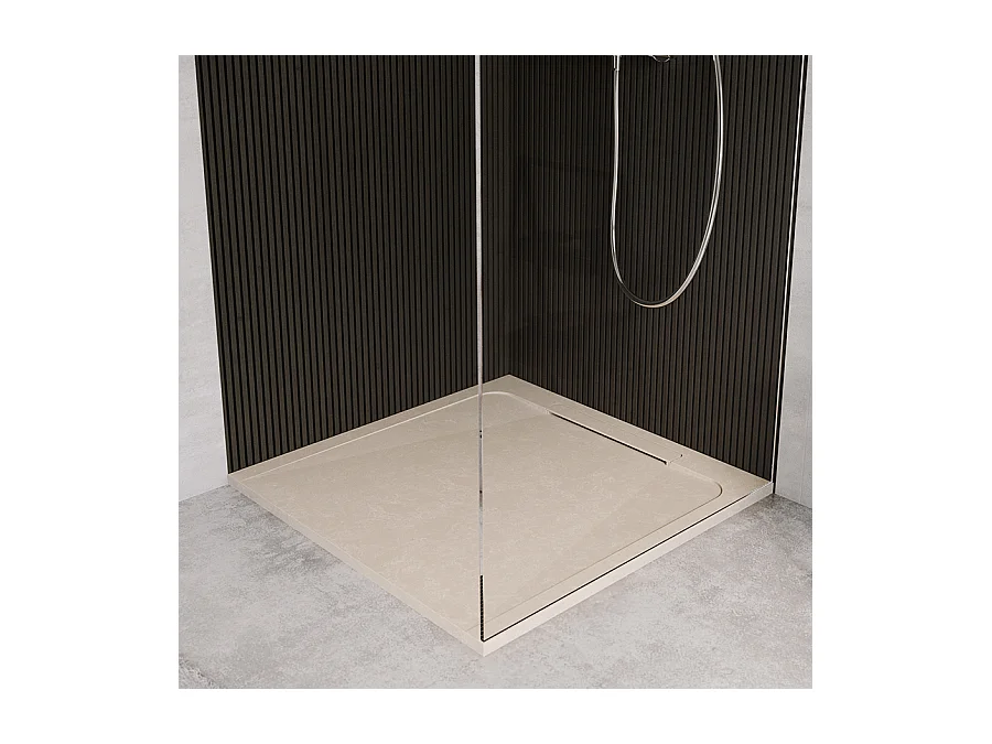 Receveur de douche en pierre naturelle extra plat à poser 90x90cm - beige marbre - ORIGINE