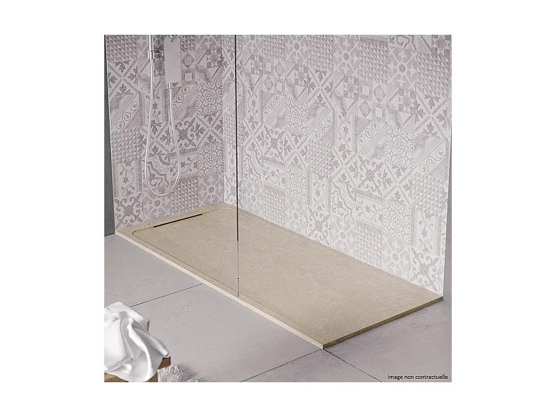Receveur de douche en pierre naturelle extra plat à poser 80x110cm - beige marbre - ORIGINE