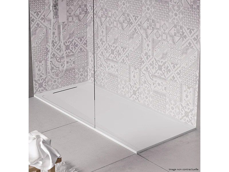 Receveur de douche en pierre naturelle extra plat à poser 90x130cm - blanc - ORIGINE