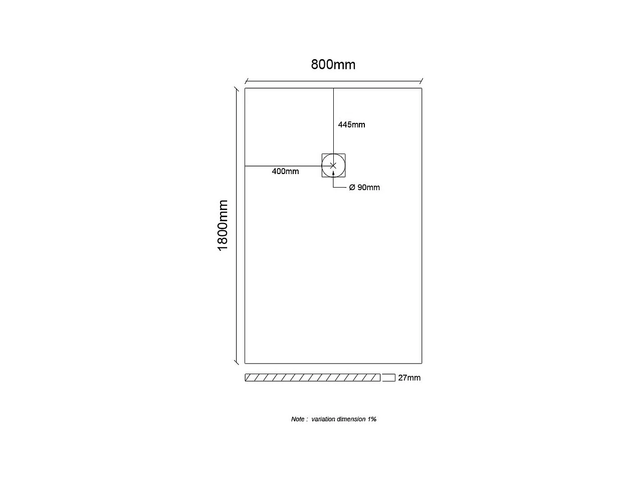 Receveur de douche en résine extra plat à poser 80x180cm - beige - RIO