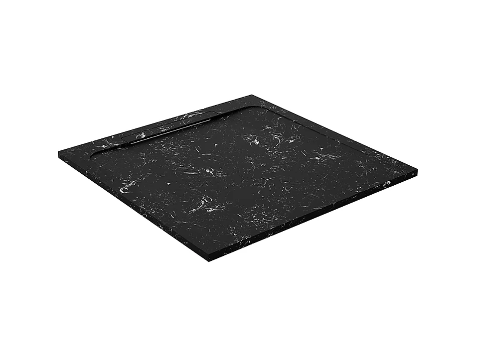 Receveur de douche en pierre naturelle extra plat à poser 90x90cm - blanc et noir marbre - ORIGINE