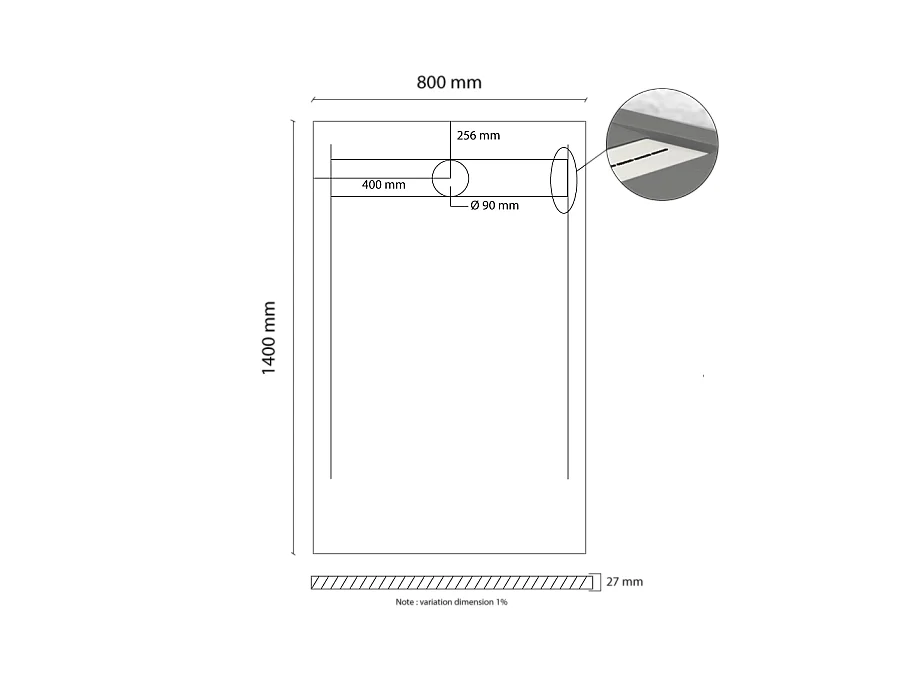 Receveur de douche en résine extra plat à poser 80x140cm - beige - Arhus