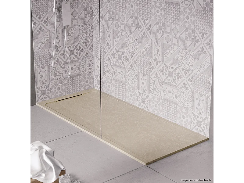 Receveur de douche en pierre naturelle extra plat à poser 90x130cm - beige marbre - ORIGINE