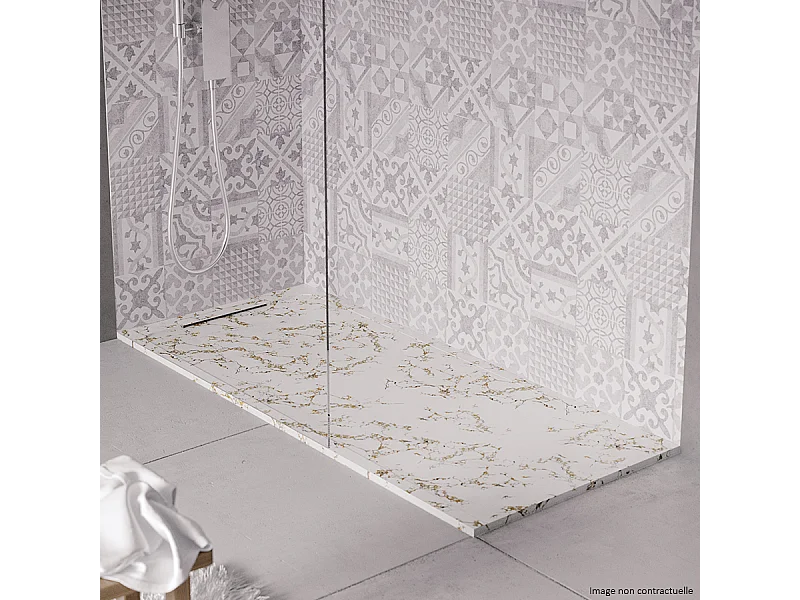 Receveur de douche en pierre naturelle extra plat à poser 80x180cm - blanc marbre - ORIGINE
