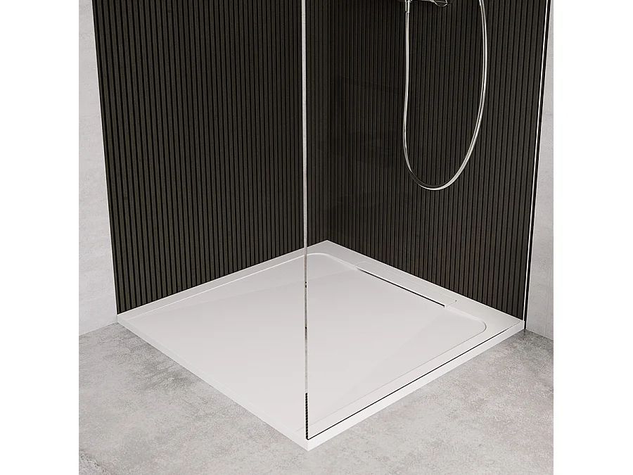 Receveur de douche en pierre naturelle extra plat à poser 80x80cm - blanc - ORIGINE