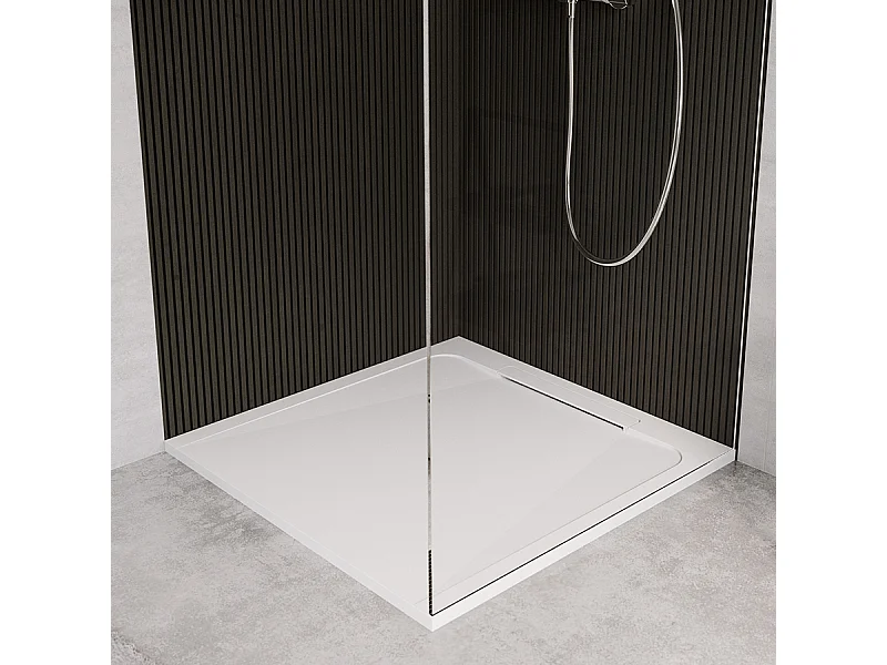 Receveur de douche en pierre naturelle extra plat à poser 80x80cm - blanc - ORIGINE
