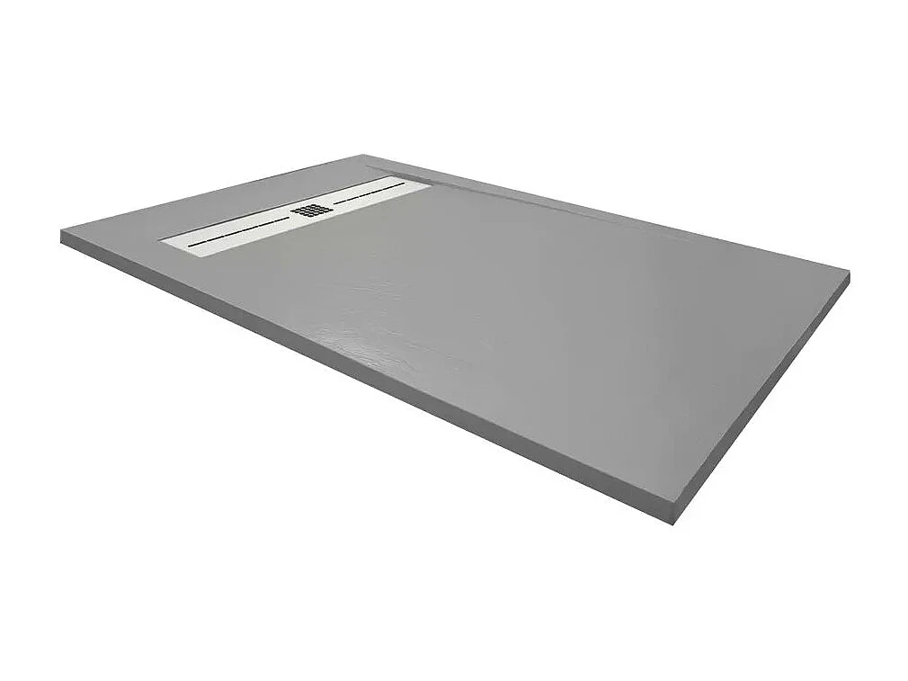 Receveur de douche en résine extra plat à poser 90x140cm - ciment (gris) - Arhus