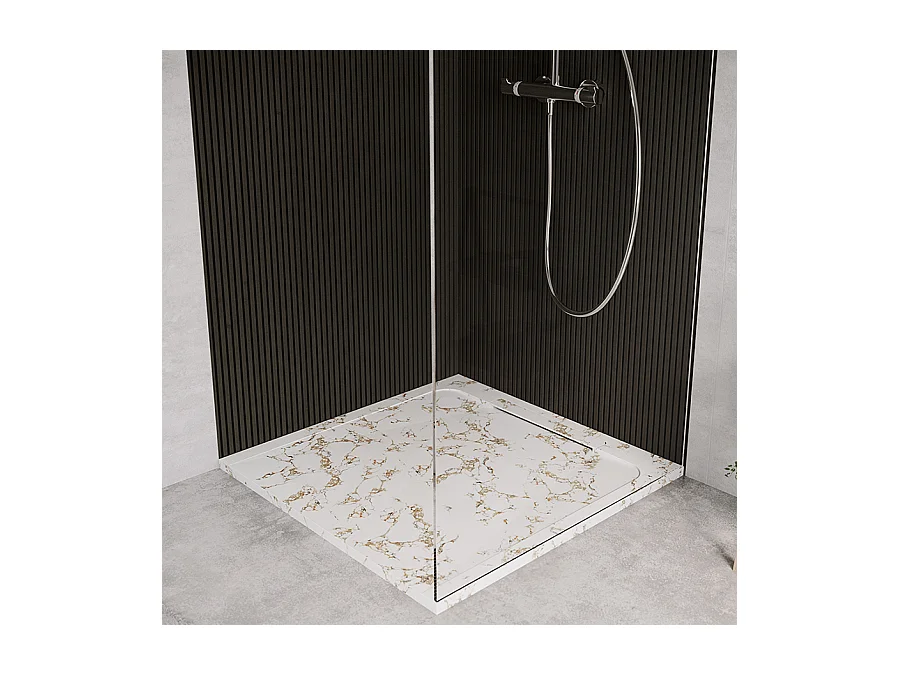 Receveur de douche en pierre naturelle extra plat à poser 90x90cm - blanc marbre - ORIGINE