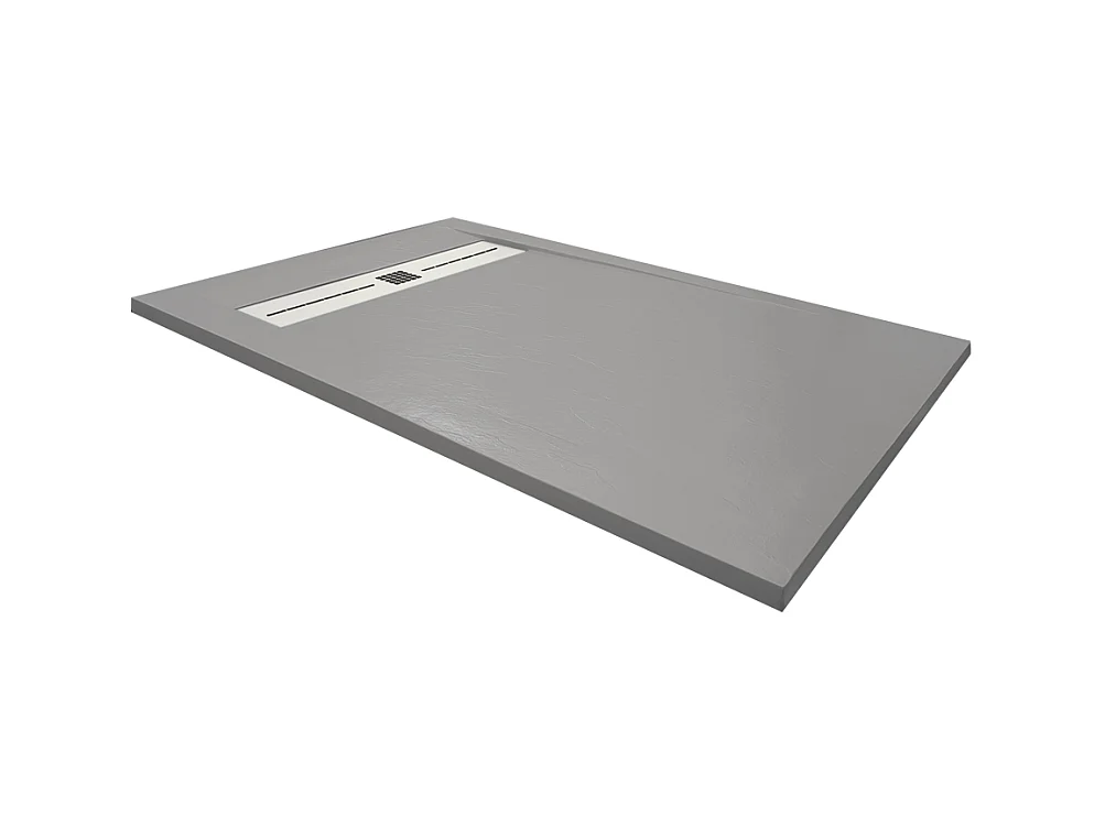 Receveur de douche en résine extra plat à poser 90x120cm - ciment (gris) - Arhus