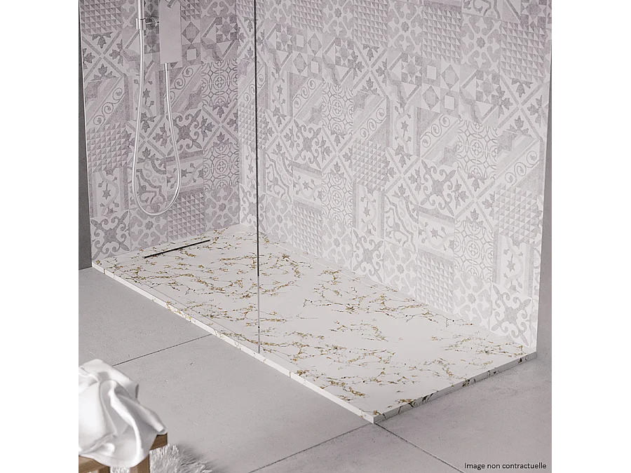 Receveur de douche en pierre naturelle extra plat à poser 70x190cm - blanc marbre - ORIGINE