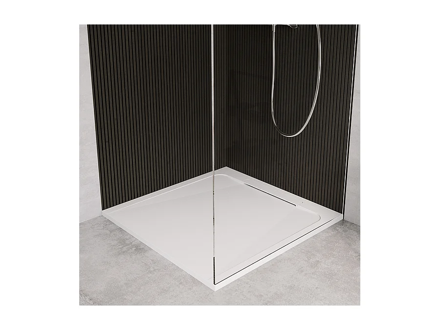 Receveur de douche en pierre naturelle extra plat à poser 70x70cm - blanc - ORIGINE