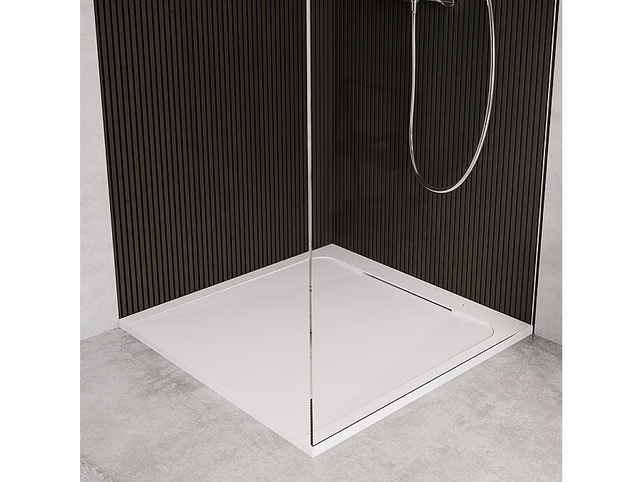 Receveur de douche en pierre naturelle extra plat à poser 70x70cm - blanc - ORIGINE