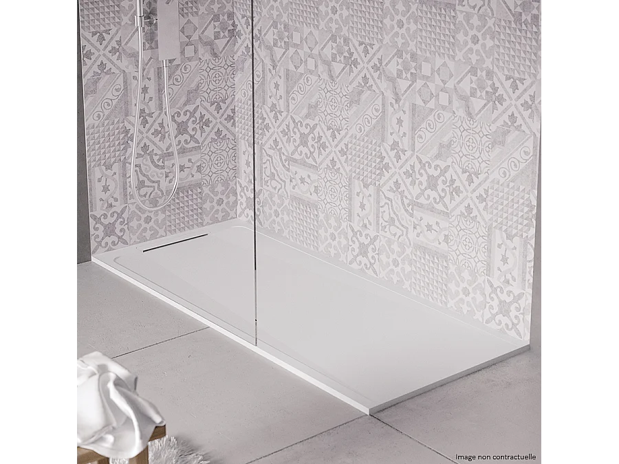 Receveur de douche en pierre naturelle extra plat à poser 70x90cm - blanc - ORIGINE